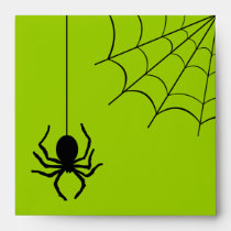 Green Creepy Spider Halloween Envelope