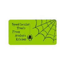 Green Creepy Spider Halloween Treats Baking Label