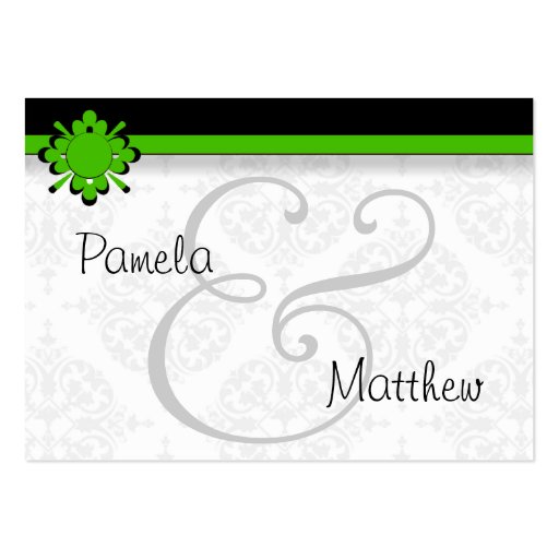 Green Crest Damask Bridal Registry Cards Business Card Template (back side)