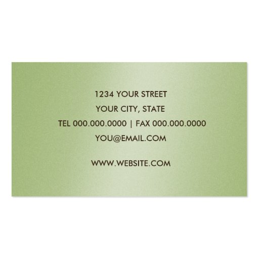 Green Crystals and Lace Business Card (back side)