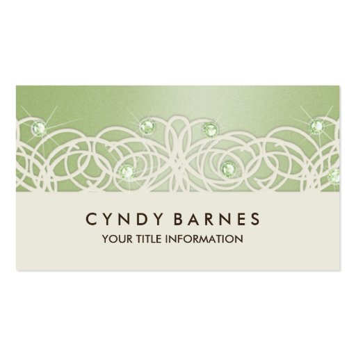 Green Crystals and Lace Business Card