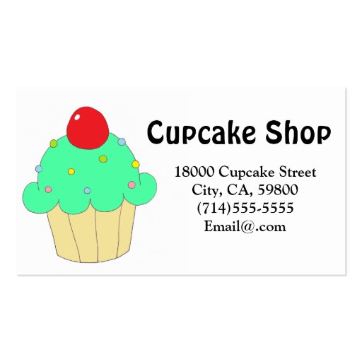 Green Cupcake Customizable Business Cards (front side)