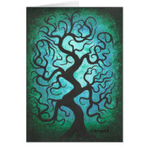 Green curly tree, card