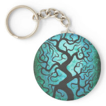 Green curly tree, key chain keychains