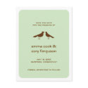 Green custom save the date love birds flat card postcard