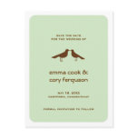Green custom save the date love birds flat card post card