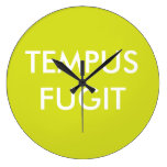 Green Custom Text Latin Phrases Tempus Fugit Wallclock