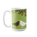 Green cute bird custom name bridal gift coffee mug mug