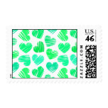 Green cyan Hearts Postage