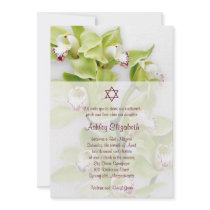 Green Cymbidium Orchid Bat Mitzvah Invitation