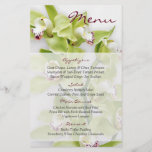 Green Cymbidium Orchid Floral Wedding Menu Card Flyer