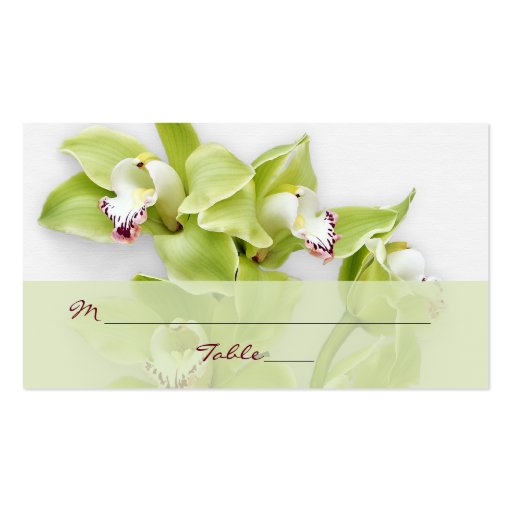 Green Cymbidium Orchid Floral Wedding Place Cards Business Card (front side)
