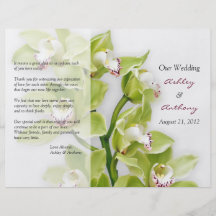 Green Cymbidium Orchid Floral Wedding Program Personalized Flyer