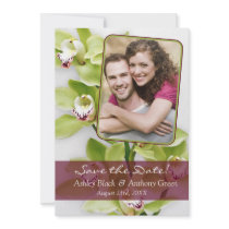 Green Cymbidium Orchid Photo Wedding Save the Date