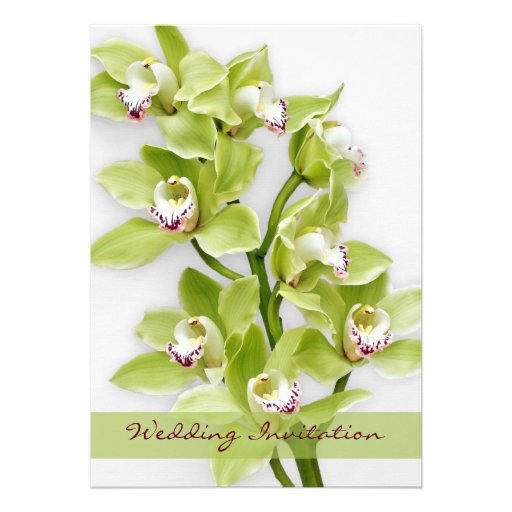 Green Cymbidium Orchid Wedding Invitation 5x7 Size