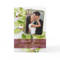 Green Cymbidium Orchid Wedding Thank You Card