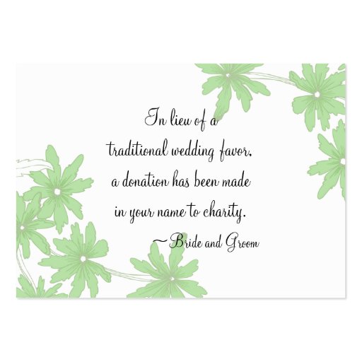Green Daisies Wedding Charity Favor Card Business Card Templates (front side)