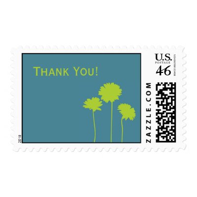 Green Daisy Thank You Postage Stamps
