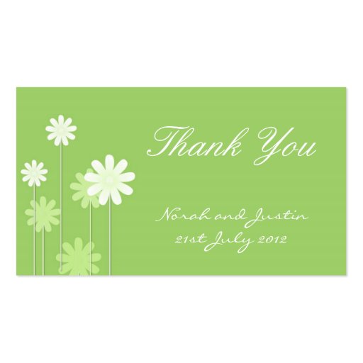Green Daisy Wedding Thank You Card Business Cards (front side)