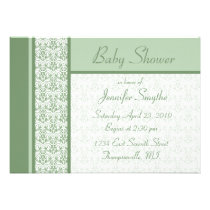 Green Damask Baby Shower Invitation invitations