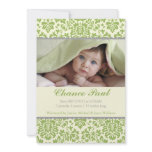 Green Damask Birth Announcement