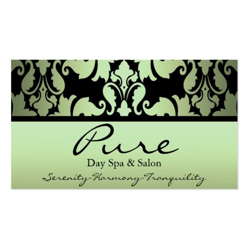 Green Damask Business Card (front side)