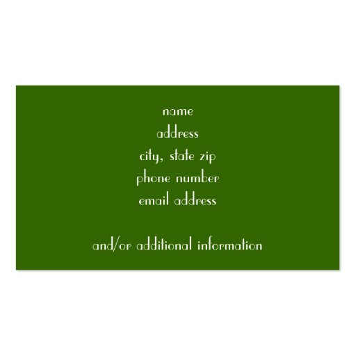 Green Damask Business Card Template (back side)