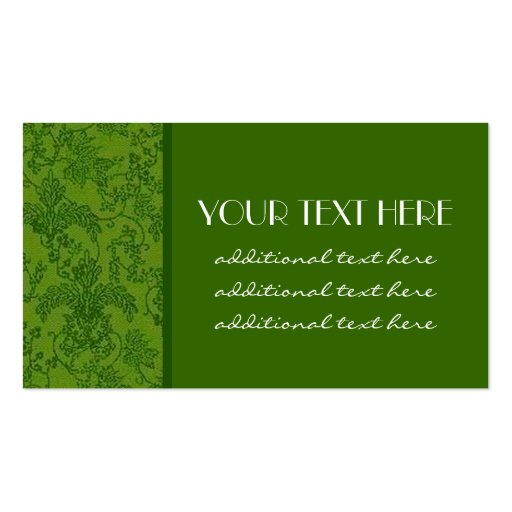 Green Damask Business Card Template (front side)