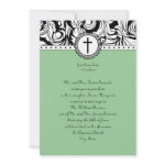 Green Damask Christian Wedding Invitation