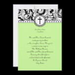Green Damask Christian Wedding Invitation