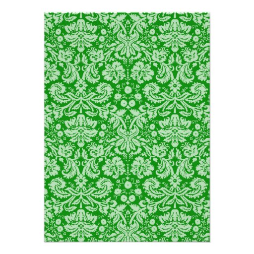 Green Damask Custom Invite