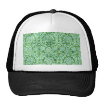 Green Damask floral Wallpaper Pattern Trucker Hat