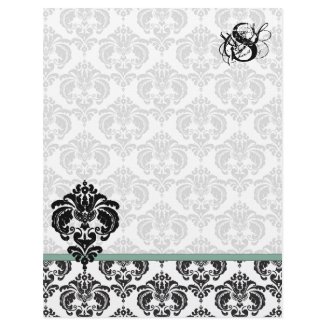 Green Damask Monogram Letterhead letterhead