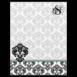 Green Damask Monogram Letterhead