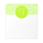 Green Damask Monogram Notepad