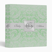 Green Damask Monogrammed Baby Album Binder