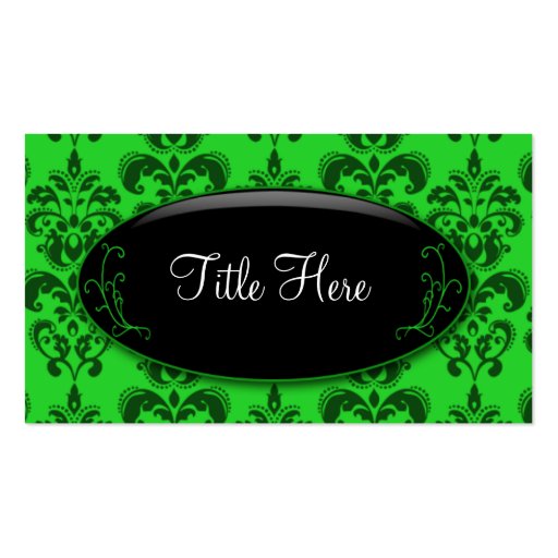 Green Damask Opal Business Card (front side)