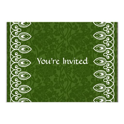 Green Damask Party Invitation