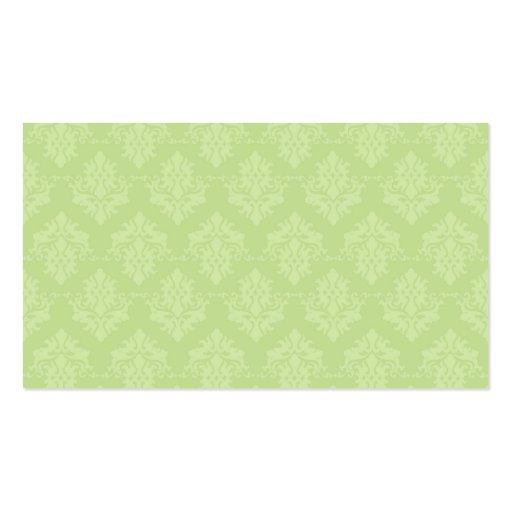 Green Damask Pattern Mom Calling Cards Business Card Template (back side)