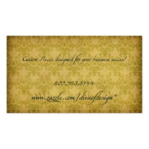 Green Damask Personal Card Business Card Templates (back side)