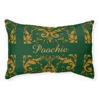 Green Damask personalized dog bed Small Dog Bed