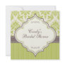 Green Damask & Stripe Bridal Shower Invitation