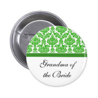 green damask wedding buttons