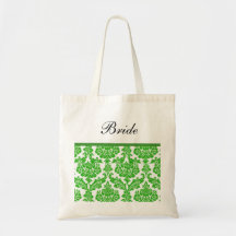 green damask wedding gifts canvas bags