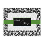 green  damask  Wedding rsvp card Post Cards