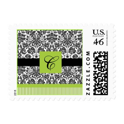 green  Damask Wedding Stamps