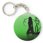 Green Damsel Silhouette Keychain
