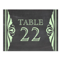 Green Deco Chalkboard Table Number Postcard