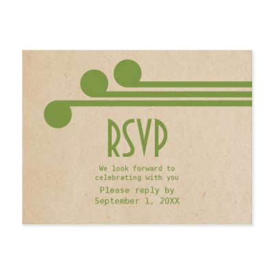 Green Deco Chic RSVP Postcard