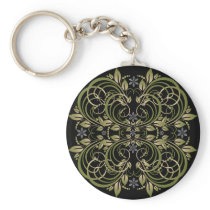 green decorative floral pattern keychains